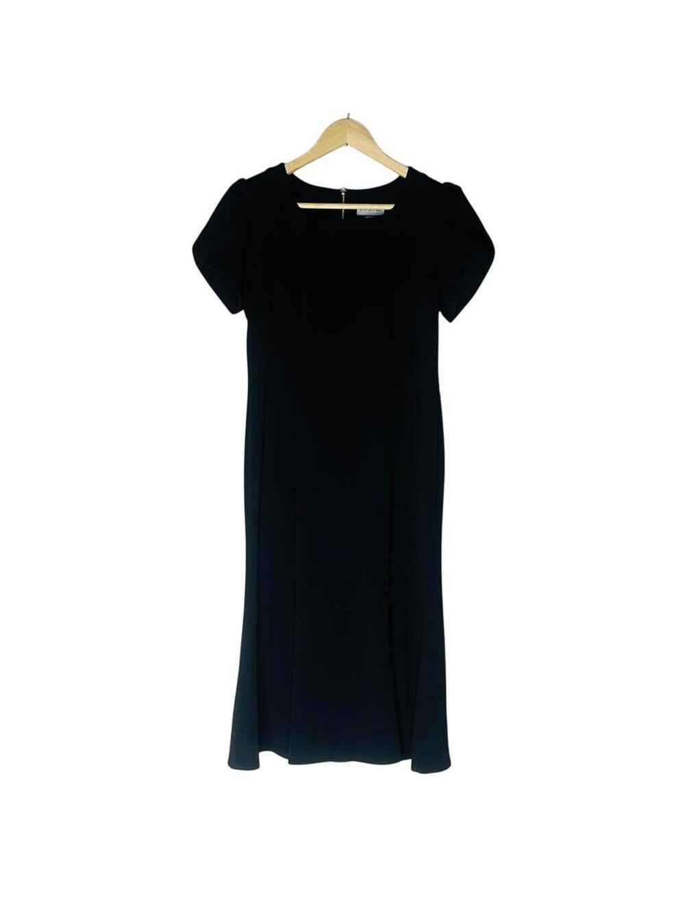 NWOT Marc New York Black Midi Sheath Dress 12P Cap Ruffle Sleeves Career Work